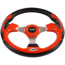 Huskey Parts Company Golf Cart Steering Wheel Orange Color Compatible with Club Car/EZGO/Yamaha, Hub Adapter is Cart Specific