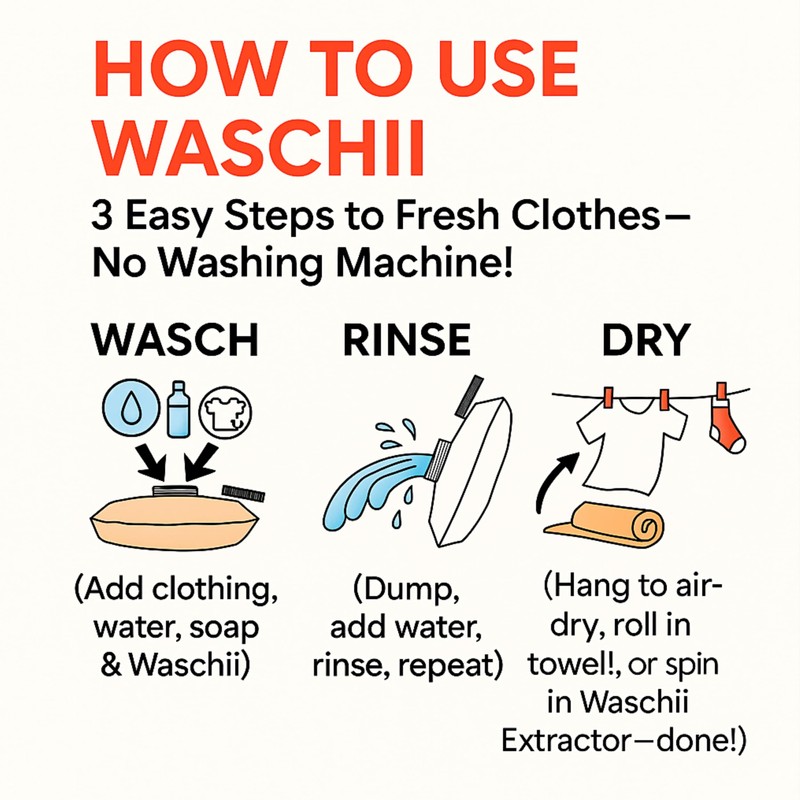 Waschii Pocket-Sized Portable Washing Machine for Camping, Hostels & Vanlife