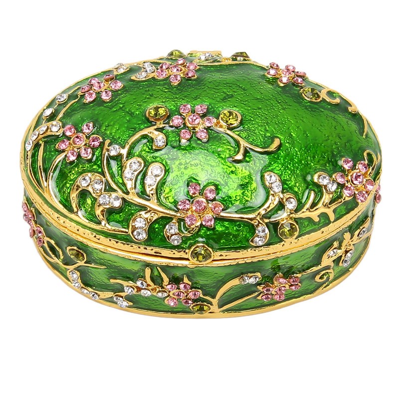 Hand Painted Flower Trinket Box Classic Realistic Detail Hinged Jewelry