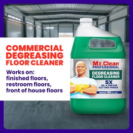 Mr. Clean PRO Degreasing Floor Cleaner, Bulk Liquid Concentrate for Removing Tough Grease and Oil Stains, Commercial Use, 1 gal (Case of 3)
