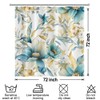 Uiiooazy Teal Blue Gold Floral Shower Curtain for Bathroom Yellow