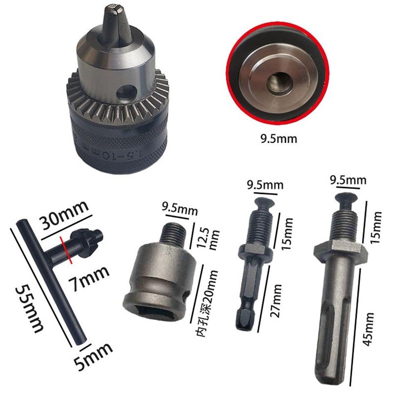 5 Pcs ZONADAH 1.5-10mm Quick Change Drill Chuck Adapter Kit