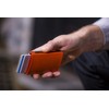 ÖGON -DESIGNS- Automatic Leather Wallet Cascade Slim - Compact Aluminum