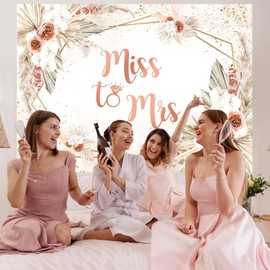Mocsicka 7x5ft Miss to Mrs Bridal Shower Backdrop Boho Floral Pink Bride to Be Engagement Photo Banner Props