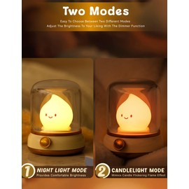 WANIDEA Ghost Campfire Night Light, Led Candles,Cute Kerosene Lamp,Halloween Decor Indoor,Adjustable Dimmable Rechargeable Night Light for Kids,Girls,Teenager Kids Bedroom Christmas