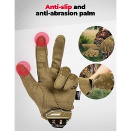 KEMIMOTO Tactical Gloves, Military Gloves with Touch Screen, Tactical Gloves, Breathable, Full Finger, Outdoor Gloves for Bushcraft, Motorcycle, Hunting and Security, brown