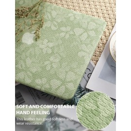 Seorsok Compatible with MacBook Pro 13 inch Case M2 2023,2022,2021-2016 A2338 M1 A2251 A2289 A2159 A1989 A1708 A1706,Leaves Printed Leather Plastic Hard Shell Case with Keyboard Cover,Green