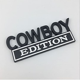 1PC Metal Word Cowboy Edition Car Truck 3D Letter Emblem Badge Sticker Decal (Black and White)