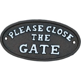 AB Tools Please Close The Gate Black Cast Iron Sign Plaque Door Wall House Gate Garden