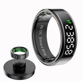 Loluka Smart Ring Touch Control Fitness Tracker Fitness Ring Step Tracker Heart Rate Monitor Health Tracker Screen Display Prayer Count No Subscription Fee for Android iOS