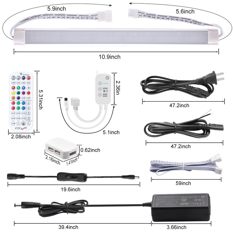 LABOREDUCER RGB Under Cabinet Lights,6 Pack Plug in or Hardwired