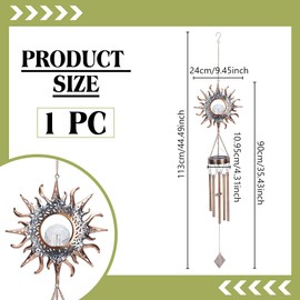 AHANDMAKER Solar Wind Chimes, Sun Wind Chime with Glowing Crackle Glass Ball for Outdoor Garden Decor, Unique Gifts for Women Mom Grandma, Mother's Day Party Birthday