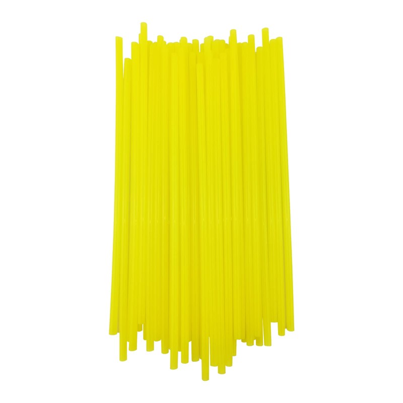 200PCS 10.2 Inches Disposable Decorative Yellow Plastic Straws for Birthday