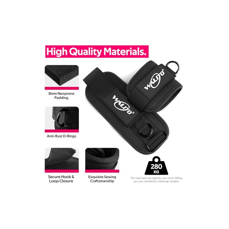 WALITO Ankle Resistance Bands with Cuffs, Ankle Bands for Working