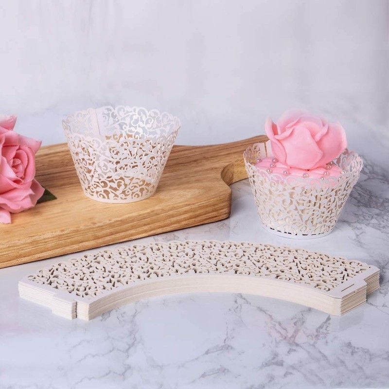 KOSTOO Cupcake Wrappers 50pcs/Pack Lace Cupcake Liners Laser Cut Cupcake