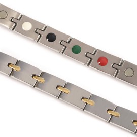 Men's Bracelets, Health Bracelets, 21.6 cm, Gold Plated, Titanium Bracelets for Men, 8.3 Inches, Titanium