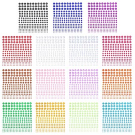 PHOGARY Self-Adhesive Rhinestone Sticker 3375 Pieces Crystal in 5 Size 15 Colors Bling Craft Jewels Gem Stickers for Crafts, Body, DIY Nails, Festival, Carnival, Makeup