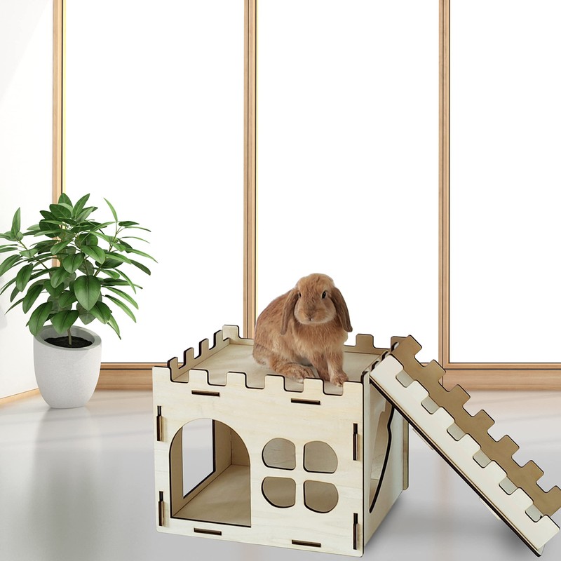 HIIMALEX Extra Large Sturdy Bunny Castle Hideout for Indoor Rabbits