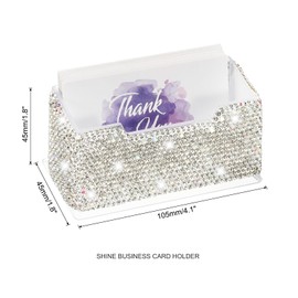 PATIKIL Rhinestone Business Card Holder, Crystal Business Card Holders Bling Business Card Organizer Display Stand for Desktop Desk Office Exhibition, White