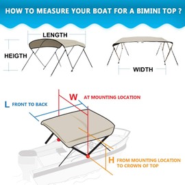 Naviskin Light Grey 4 Bow 8'L x 54" H x 61"-66" W Bimini Top Cover Includes Mounting Hardwares,Storage Boot