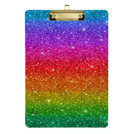 Colorful Rainbow Glitter Beautiful clipfolio A4 Letter Size for clipboards clipboards Gold12x9in
