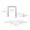 sourcing map Square U-Bolts, 2 Sets 52mm(2.05") Inner Width 80mm