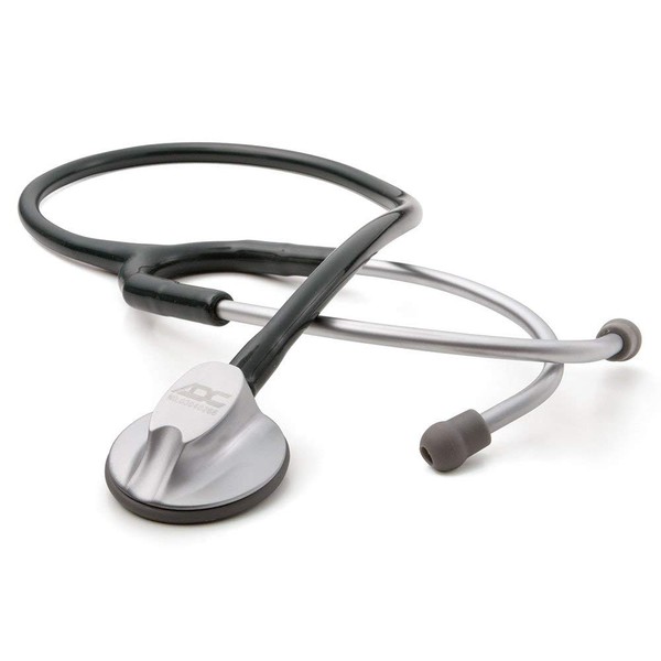 ADC Adscope Lite 612 Lightweight Platinum Clinician Stethoscope with Tunable AFD Technology, 30.5 inch Length, Black