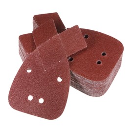 HARFINGTON 40pcs Hook & Loop Sandpapers 60 Grits Aluminum Oxide Sanding Pads Mouse Detail Sander Papers Sanding Sheets with Extra Tips for Wood Metal, Reddish Brown