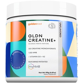 GLDN Creatine - Creatine Monohydrate with HMB for sustained Muscle Support and Recovery with Vitamin D3 and K2 for Bone and Joint Health - Designed for Women and Men - Unflavored Powder - 30 Serve