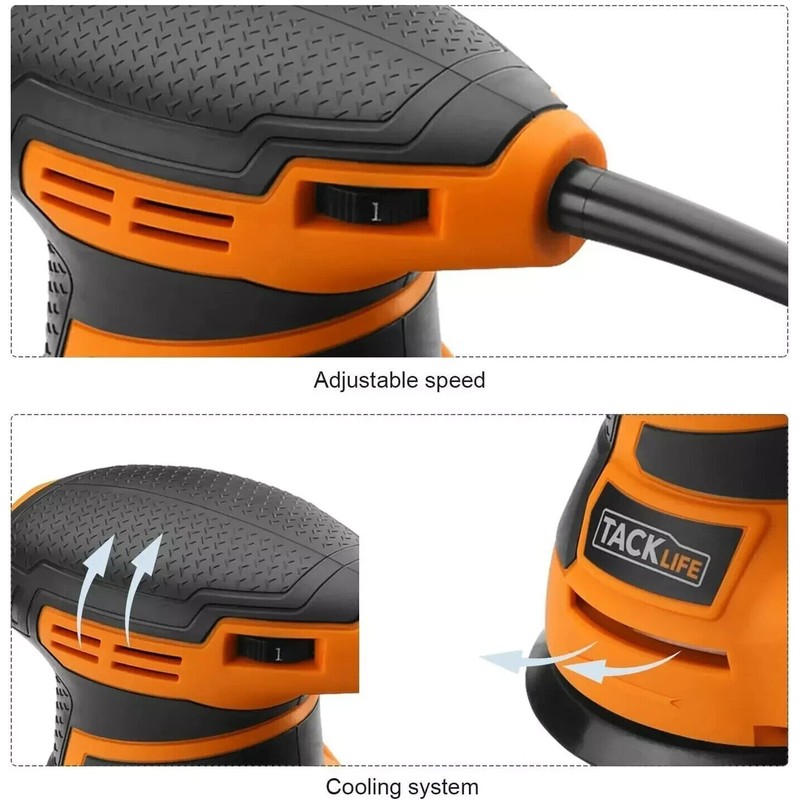 Tacklife Variable Speed 5-inch 3.0A Random Orbital Palm Sander w/