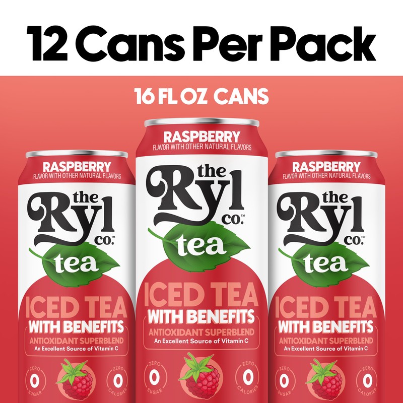 Ryl Iced Tea, Raspberry, Antioxidant Superblend, Zero Sugar, Low Carb,