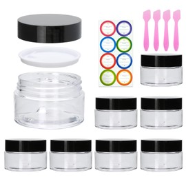 8 Pack 1oz Plastic Containers with Lids, Jars with Lids, Great for storing,lip balms, creams, ointments, cosmetics, samples