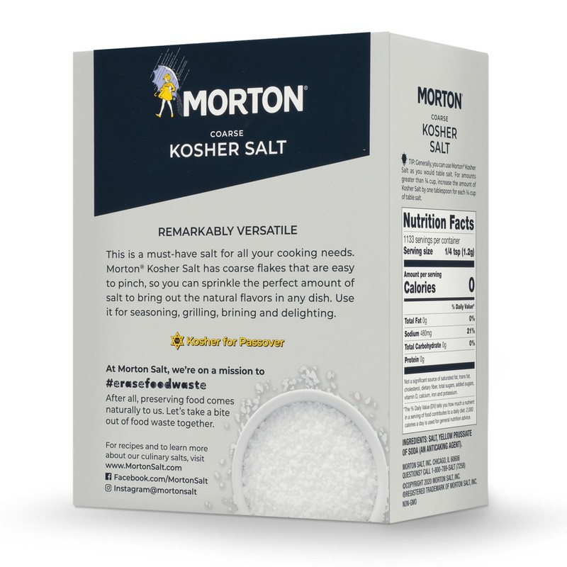 Morton, Coarse Kosher Salt, Box, Non-Iodized, All-Purpose (3 Lbs)