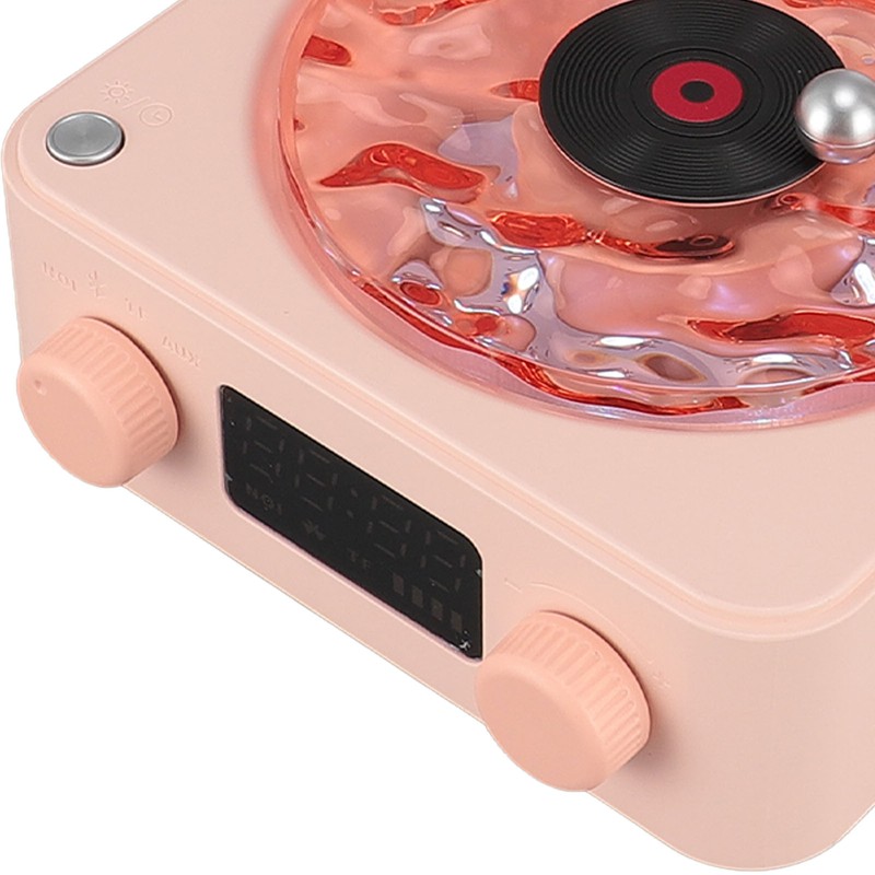 Record Player Style Bluetooth Speaker with Night Light and Time