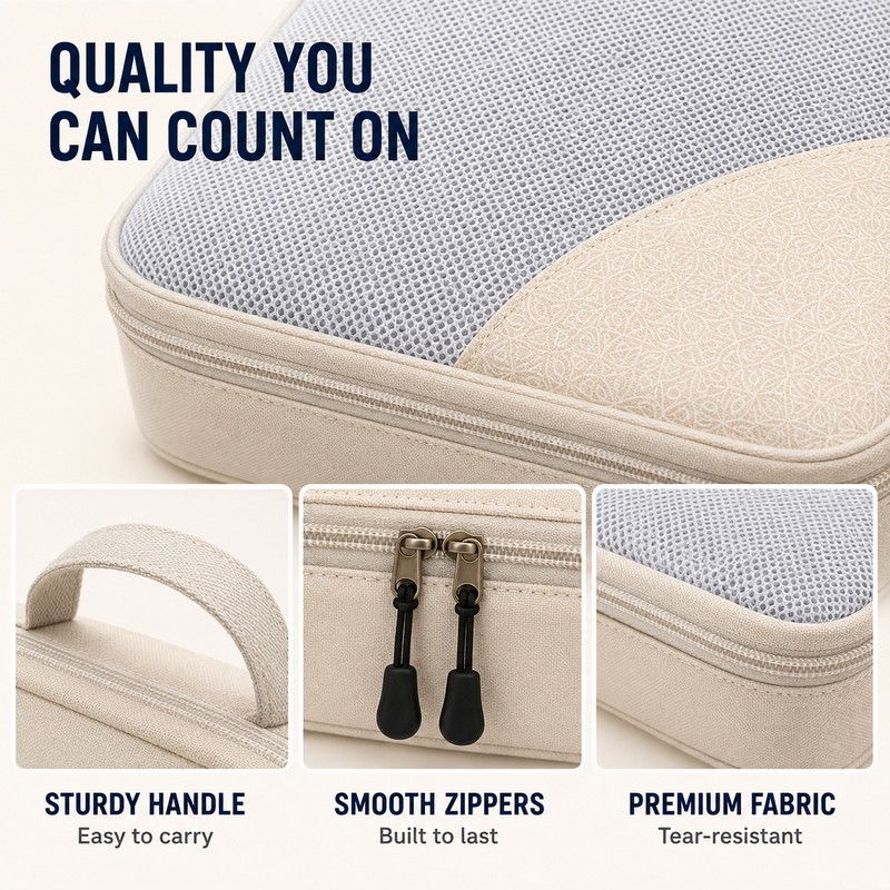 Compression Packing Cubes for Travel, 3-Piece Expandable Luggage Organizer Set,