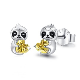 TUGHRA Sloth Earrings for Women – 925 Sterling Silver Studs, Lightweight Hypoallergenic Dainty Animal Jewelry Gift for Teens