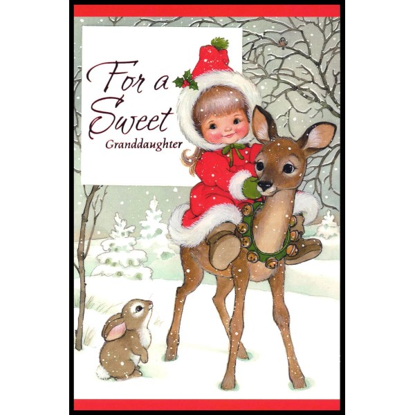Greeting Card - Deer Rabbit - For Granddaughter - Christmas