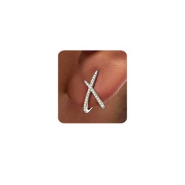 MUMREUES Silver Earrings For Women 14k Gold Plated X Cubic Zirconia Stud Earrings Hypoallergenic Trendy Dainty Simple Minimalist Jewelry Gifts for Her