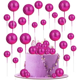 30 bolas con purpurina para decoración de tartas, decoración de tartas, decoración de tartas, decoración de cupcakes, para fiestas de cumpleaños, baby shower, boda, decoración de tartas, color morado oscuro