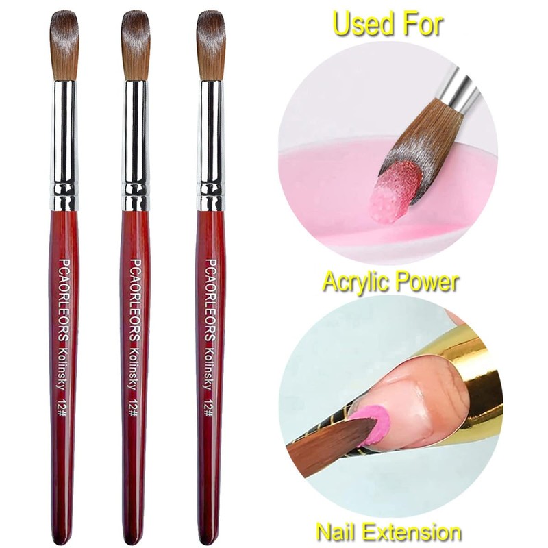 PCAORLEORS kolinsky Acrylic Nails Brush with Pure Mink Nylon Hair