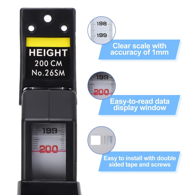2m Retractable Wall Mounted Height Meter, Portable Height Measurement Device