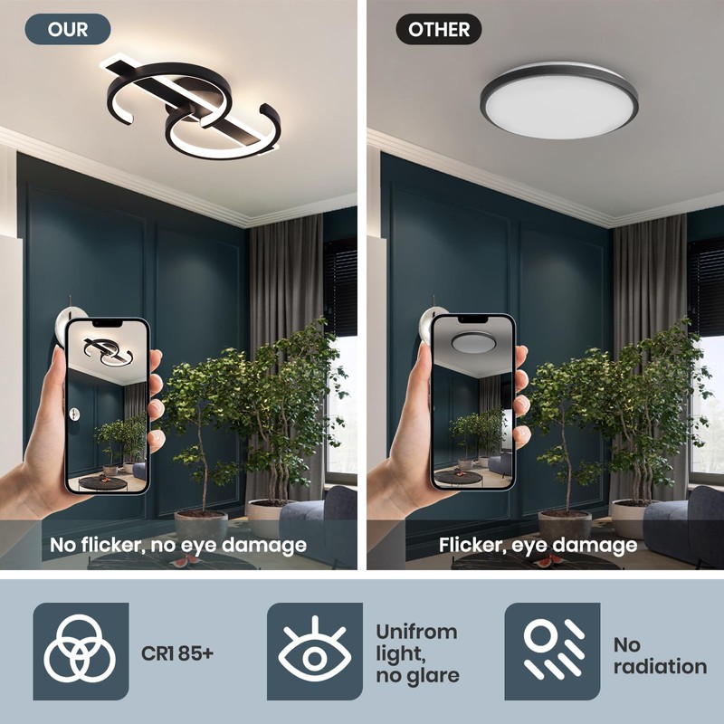 HLILCEH Linear Ceiling Light 4000K Black Modern Ceiling Light Fixture