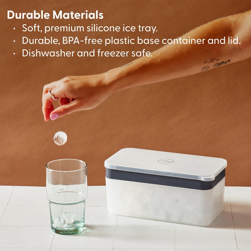 W&P Ice Ball Box Silicone Circular Ice Tray with Lid