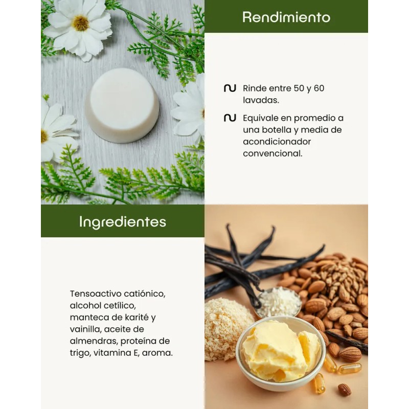 Acondicionador Sólido Vainilla Desenredante - Nuneth, 50gr