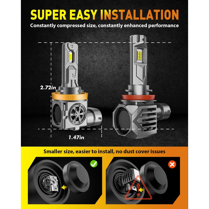 Termitor 2026 Latest H11 9005 LED Light Bulbs Combo, 100,000LM