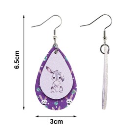 Easter Bunny Earrings Faux Leather Teardrop Dangle Earring Easter Earrings for Women Teardrop Dangle Earrings Teardrop Earrings - Easter Earrings - Bunny Earrings - Raindrop Earrings for Easter Decor