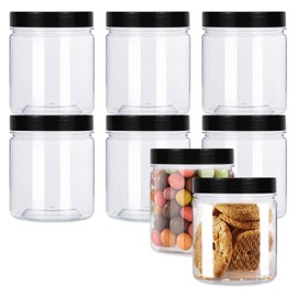 Rocutus 13oz Clear Plastic Storage Jars Containers,8 Pack Refillable Wide-Mouth Plastic Slime Storage Containers for Beauty Products,Kitchen & Household Storage - BPA Free (13 OZ)