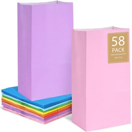 JOHOUSE 58 Pack Paper Gift Bags, 8.8 x 4.7 x 3.1 Inches Colored Paper Bags for Party Favor Wedding Baby Shower Birthday Goodie Treat Supplies