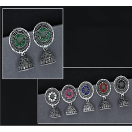 6 Combo Indian Antique Ethnic Silver Oxidized Fashion Bollywood Traditional Afghani Boho Gypsy Tribal Jhumka Jhumki Dangle Earrings Jewelry