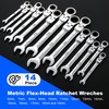 Prostormer 14-Piece Metric Flex-Head Ratcheting Wrench Set, 6-19mm Combination Wrench